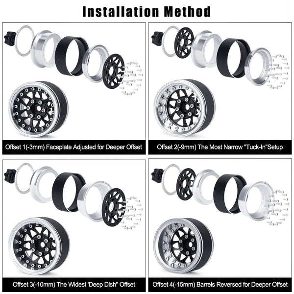 1.9-inch CNC Aluminium Beadlock Wheels with Adjustable Offset TRX4 SCX10 | India