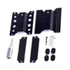 Black RC maintenance stand disassembled with platform, ruler base, spindle and hardware