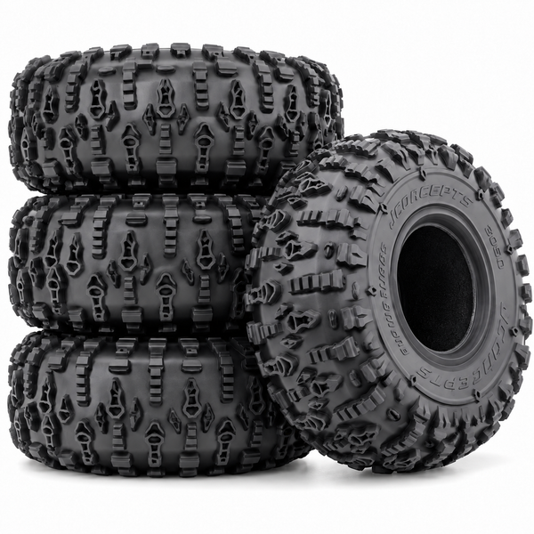 1.9-inch RC crawler tyres, Tread A — set of four on a clean white background