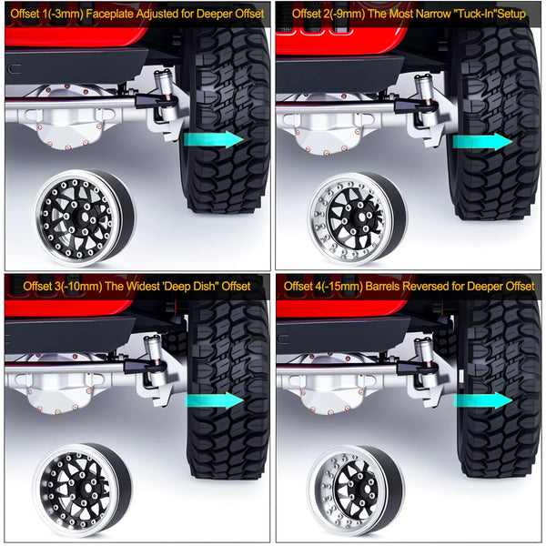 1.9-inch CNC Aluminium Beadlock Wheels with Adjustable Offset TRX4 SCX10 | India