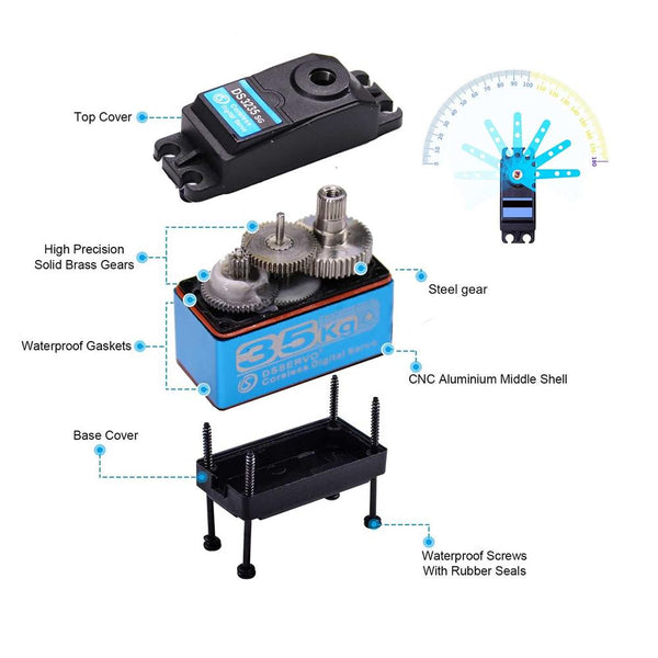 DSSERVO DS3235SG digital servo, rear and cable view