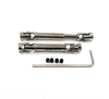 Silver metal front and rear driveshaft set for FMS FCX18 and FCX24, with four grub screws and an Allen key