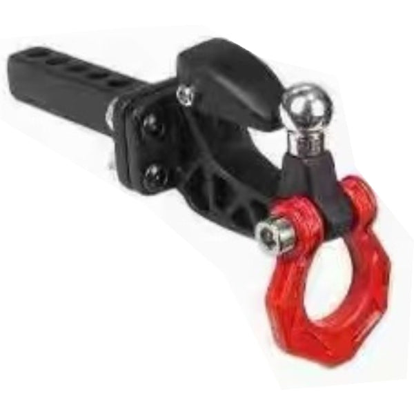 Complete RC tow-hitch assembly with red recovery shackle