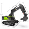 Huina 1593 excavator dimensions and side view