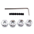 Silver set: four wheel hex adapters, eight grub screws and Allen key