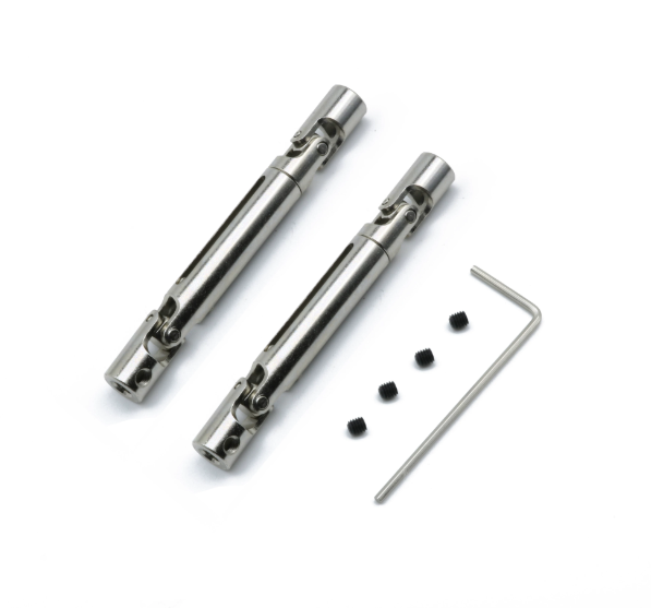 Silver metal front and rear driveshaft pair for MN82, MN82S, MN82P and MN82T, with four grub screws and hex key