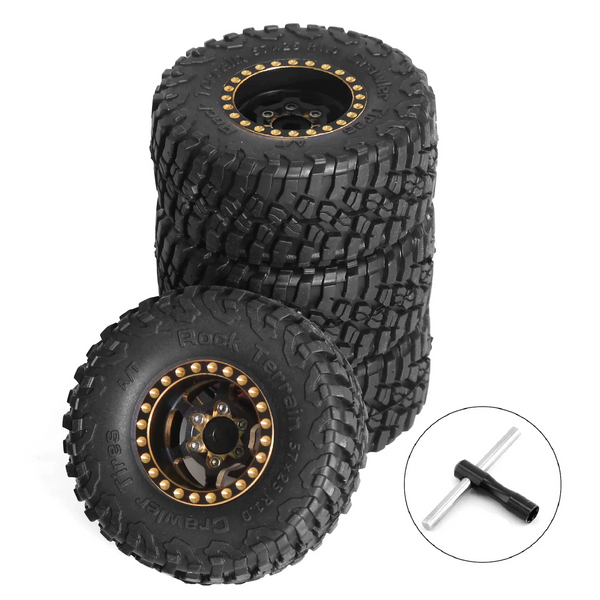 Four Design A wheels with Tread B tyres shown assembled for illustration; combo requires assembly