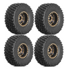 Set of four Design A brass beadlock wheels with Tread B tyres shown assembled; supplied as separate CKD components