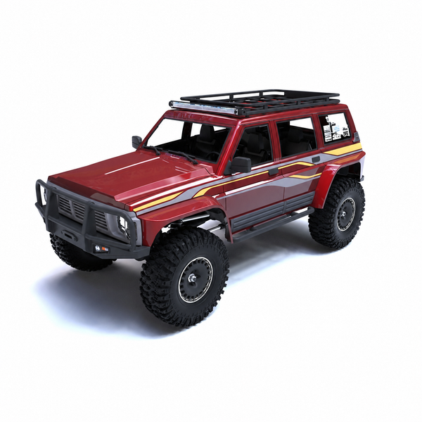 Yikong YK4107 Pro Cherry Red Metallic Red RC crawler, front three-quarter view on white background
